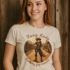 Foxy Lady Western Graphic Tee | Cowboy Fox Shirt | Boho Country Vintage Style.